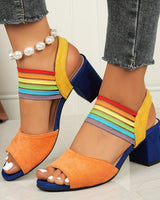 Aretha - Elegante Trendige Schuhe Mit Klobigem Absatz in Orange