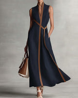 Hirusha - Leichtes Leinen Kleid in Marineblau