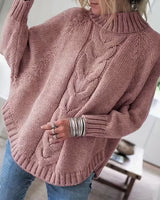 Edeltraut – Rollkragenpullover mit Fledermausärmeln in Rosa