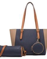 Elegante Damen-Tragetasche mit zweifarbigem Design in Blau