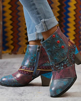 Marylin - Kurze Stiefel Mit Klobigem Absatz in Grün