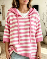 Kiera – Übergröße Kapuzenpullover Mit Streifenmuster in Rosa