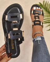 Sewwandi - Flache Sommer Sandalen in Schwarz
