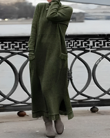 Popi | Lässiges langes Winterkleid in Grün