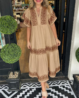 Hanna - Elegantes Boho-Kleid in Mocha