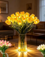 Petaluxe - Elegante LED Blumenvase Mit Beleuchtung Für Eine Gemütliche Wohnatmosphäre in Gelb
