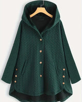 TARA – Damen-Wintermantel – Eleganter Gefütterter Mantel mit Kapuze in Grün