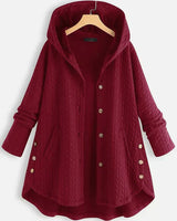TARA – Damen-Wintermantel – Eleganter Gefütterter Mantel mit Kapuze in Rot