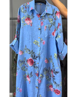 Jovie - Premium-Hemdblusenkleid aus Leinen in Himmelblau