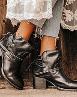 Stilvolle Leder Damen Stiefeletten - Celeste in Zwart