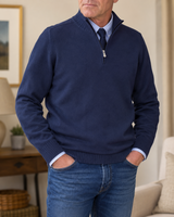 Abdel – Langarmpullover Mit Viertelreißverschluss in Marineblau