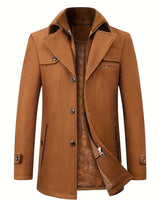 Quinten | Herren Schurwollmantel Business Casual dicke warme Jacke in Erde-Gelb