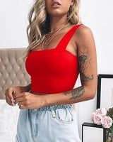 Emma - Glamouröses Glitzer-Rüschen-Crop-Top in Rot