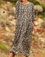 Griselda - Legeres Maxikleid mit Faltendetails in Schwarz