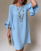 Hilaria - Minikleid mit Rüschenärmeln in Blau