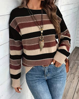 Fadina – Langärmeliger Strickpullover in Schwarz