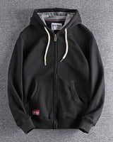 Max | Herren Zip-Hoodie Fleece Kapuzenpullover Casual in Schwarz