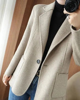 Tiberius | Herbst- und Winterverdickter Tweed Damen Blazer in Grau