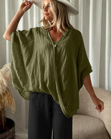 Winnie - Bluse Im Bohemian Stil Mit Weiten Ärmeln in Grün