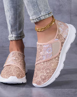Sabyne – Sneaker Mit Blumenmuster Aus Spitze Und Klettverschluss in Beige