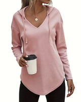 Heydi – Langarm Pullover Mit Kapuze Und Abgerundetem Saum in Rosa
