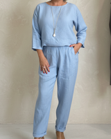 Lurei - Zweiteiliges Premium-Set aus Leinen in Blau