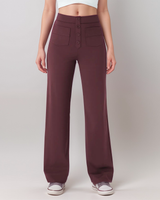 Nina | Elastische Hose mit hoher Taille in Bordeauxrot