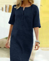 Rieke – Sommerliches Shiftkleid mit V-Ausschnitt in Dunkelblau