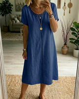 Josslyn - Kurzärmeliges Midikleid in Blau