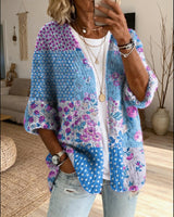 Xamira - Bedruckter offener Cardigan in Marineblau