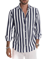Roldan - Herren-Sommerhemd mit Streifenmuster in Marineblau