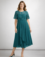 Floraine - Schickes Damenkleid in Blaugrün