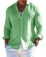 Félicien - Angenehmes langärmeliges Poloshirt in Hellgrün