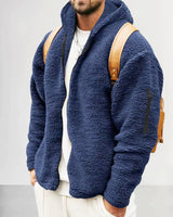 Kapuzenjacke aus Thermofleece - DAVIS in Marineblau
