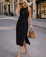 Johanna – Ärmelloses Midikleid mit Spitzendetails in Schwarz