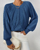 SAVINA – Strickweste mit floralem Muster in Blau