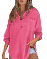 KATHRYN™ – Luftige V-Ausschnitt Knopf-Bluse in Rose