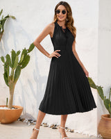 Elegantes Falten Halter Neck Kleid in Schwarz