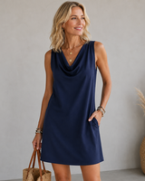 Janyne – Luftiges Leinen-Minikleid: 1+1 Gratis in Marineblau