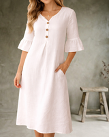Sorella - Soft-Touch-Kleid mit Rüschenärmeln in Weiß