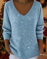 Falyn – Eleganter Pullover Mit V-Ausschnitt Und Glitzer in Hellblau
