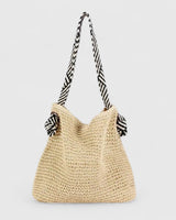 Boho gewebte Umhängetasche Tote in Natürliches Beige