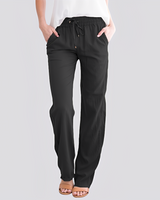 Damen Leichte Hose mit Elastischem Bund in Schwarz