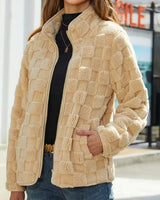 Valentine - Karierte Winterjacke für Damen in Khaki