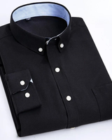 Edison - Premium-Langarmhemd mit Knopfleiste in Schwarz