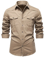 Sampath - Langärmliges Baumwoll Hemd in Beige
