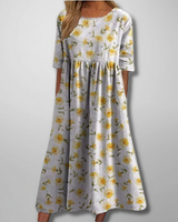 Gail – Florales Damen Maxikleid in Gelb