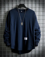 Leon | Herren Oversized Longsleeve Rundhals Langarm Basic in Marineblau
