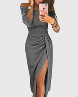 Lily | Chices Maxikleid mit Neckholder in Grau