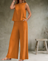Alizeh - Elegantes ärmelloses Zweiteiliges Set in Orange